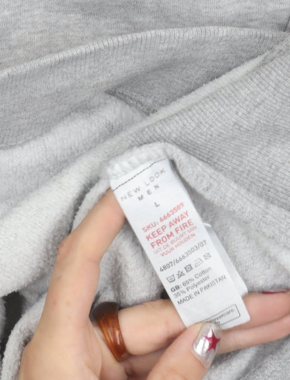 New Womens Look Grey Pullover Sweatshirt L Crew Neck