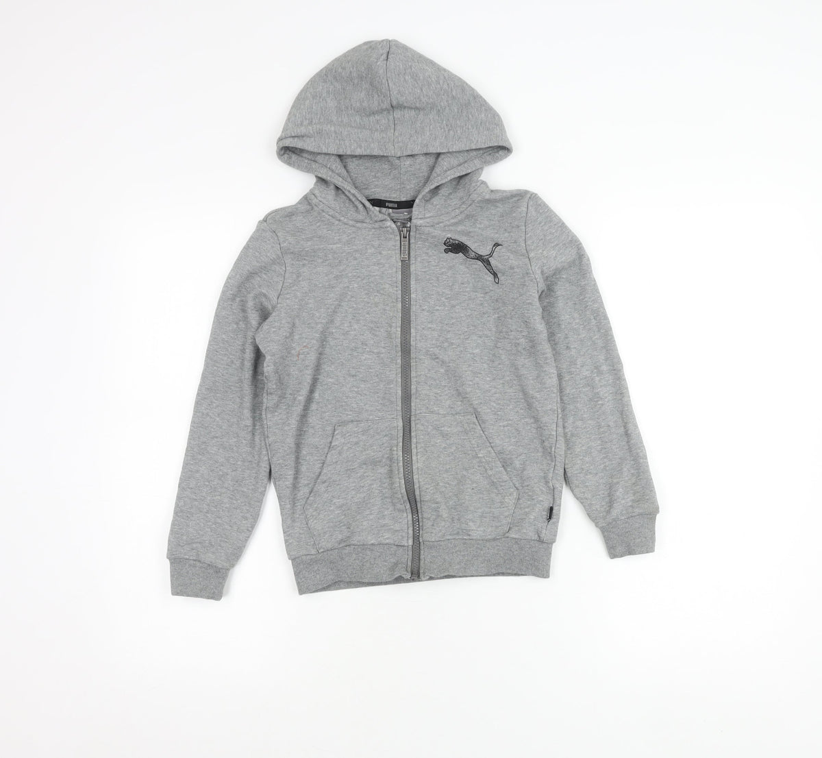 Puma Boys Grey 9-10 Years Zip Hoodie Jacket Cotton Blend