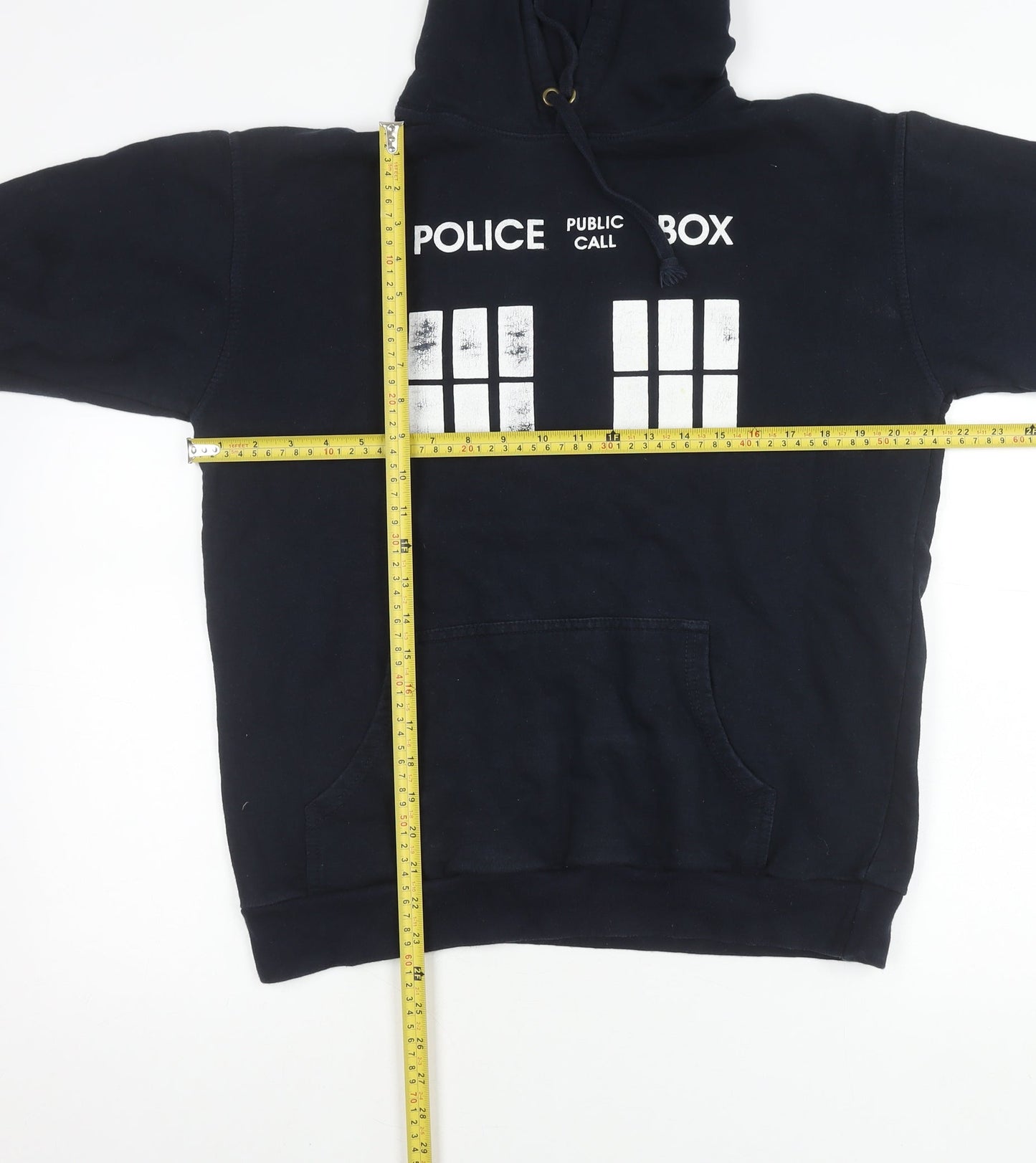 Stars & Stripes Mens Blue Hoodie M Pullover Police Box Graphic Geek TV