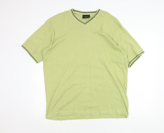 Next Unisex Adults Green Cotton V-Neck Short Sleeve T-Shirt L
