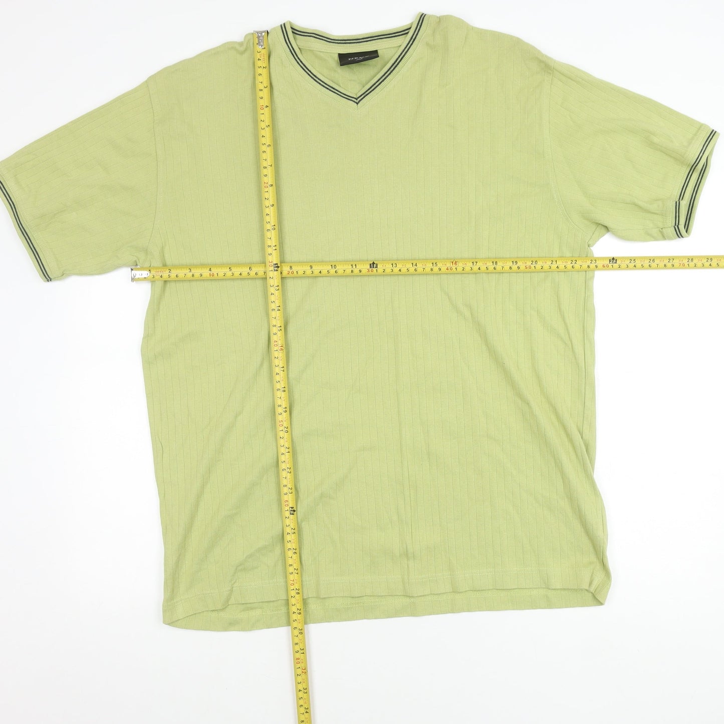 Next Unisex Adults Green Cotton V-Neck Short Sleeve T-Shirt L