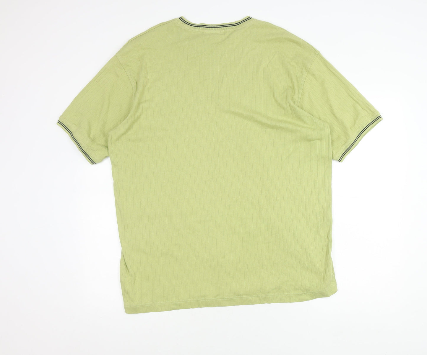 Next Unisex Adults Green Cotton V-Neck Short Sleeve T-Shirt L