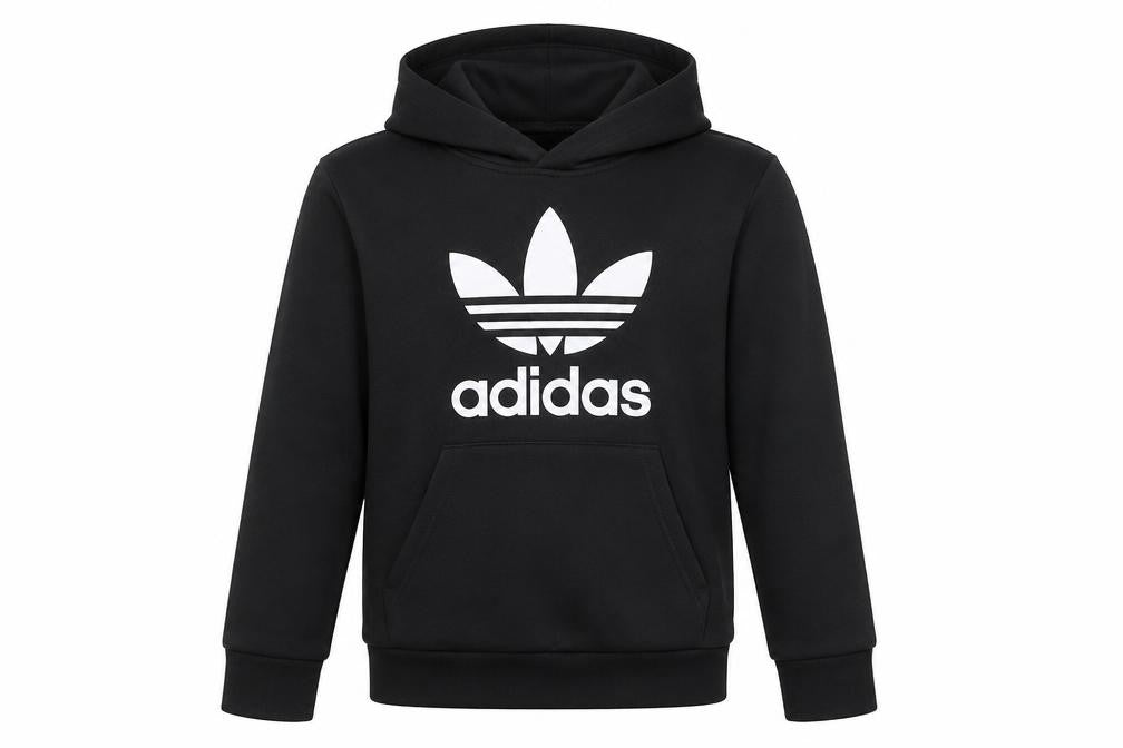 Adidas Boys Black Pullover Hoodie 12-13Y Logo Fleece Sweatshirt