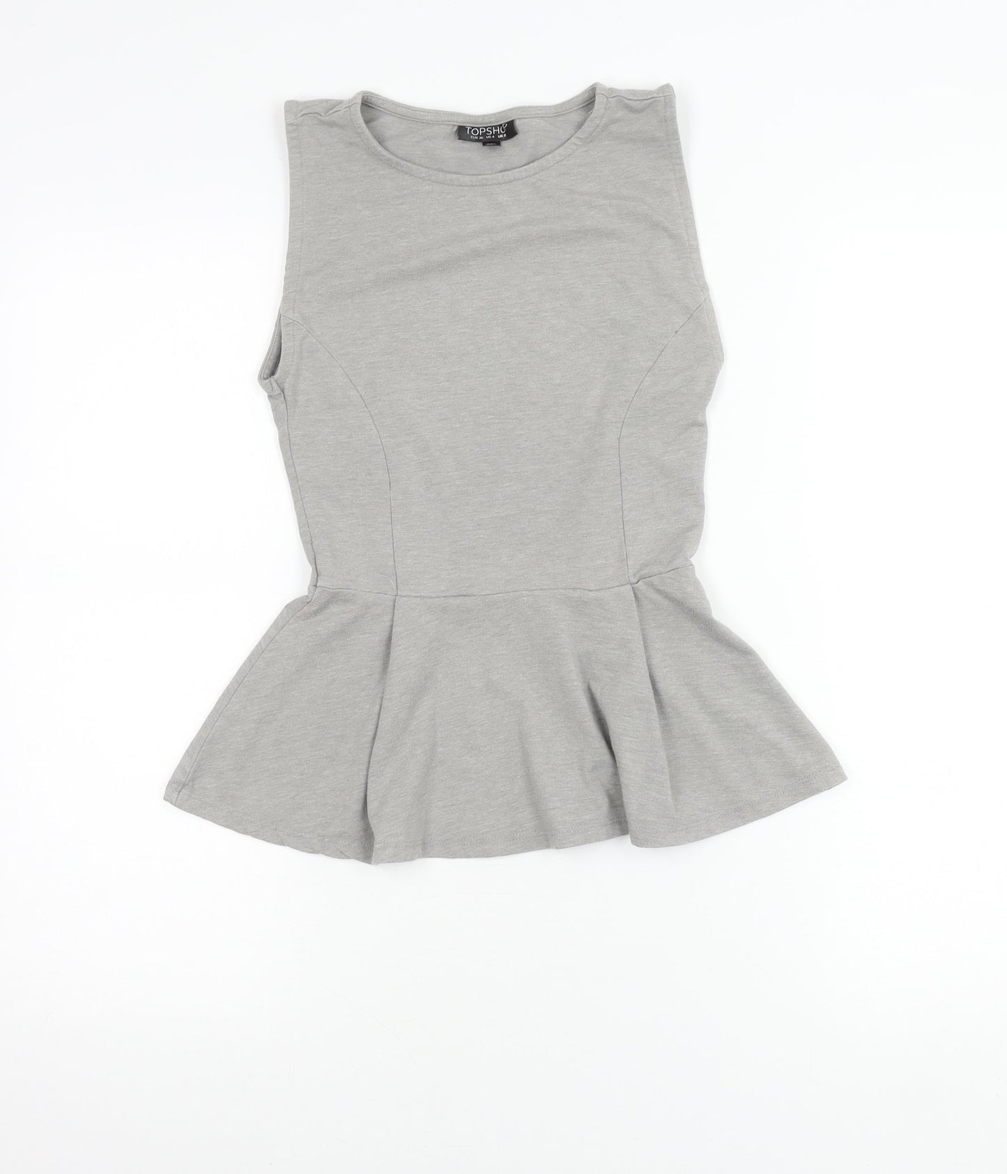 Topshop Women’s Grey Sleeveless Peplum Tunic Blouse UK 8