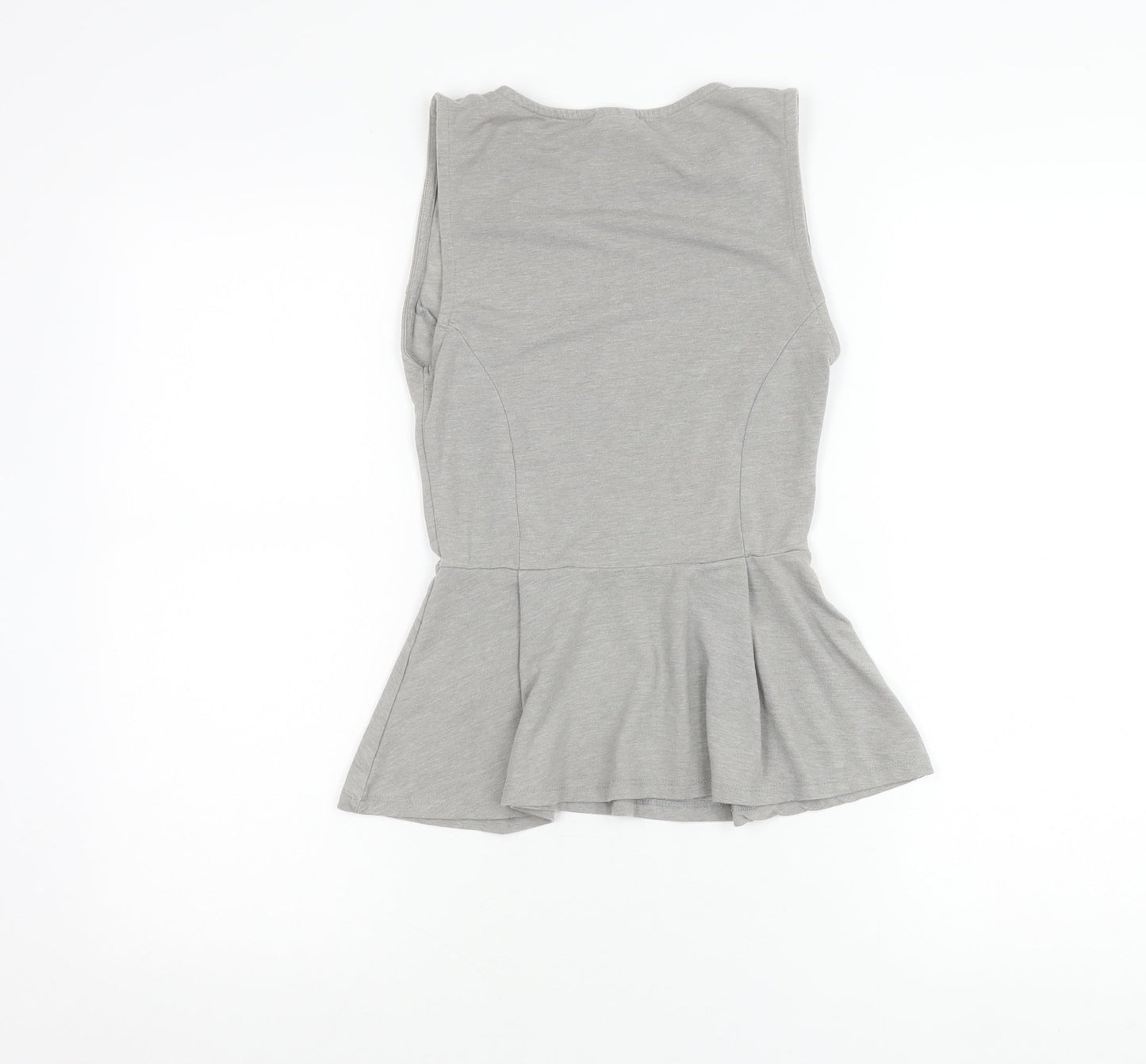 Topshop Women’s Grey Sleeveless Peplum Tunic Blouse UK 8
