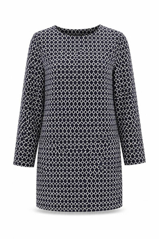 Joules Women’s Blue Geometric Shift Dress Size 12 Long Sleeve
