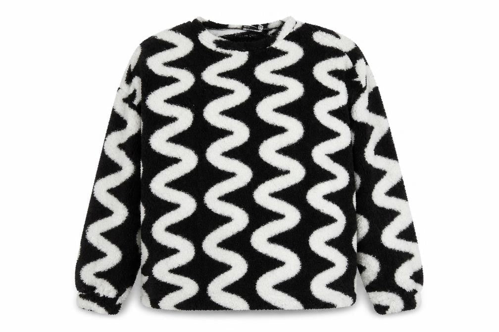 ASOS DESIGN Women’s Black White Fleece Pullover Jumper Size 18 Tall