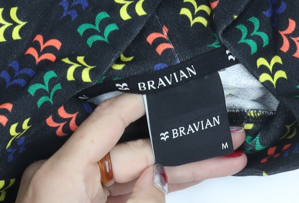 Bravian Men’s Multicoloured Pullover Hoodie Size M Cotton Retro Style