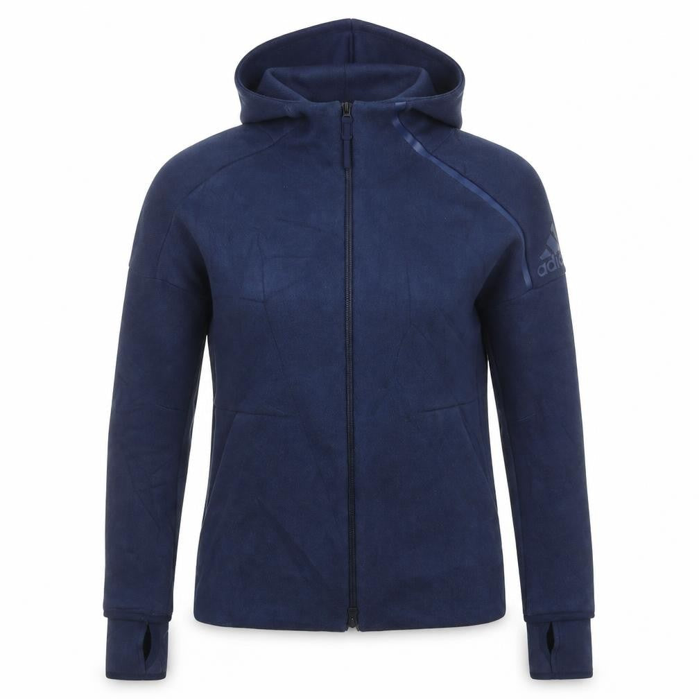 Adidas Womens Blue XS Full Zip Hooded Fleece Activewear Jacket