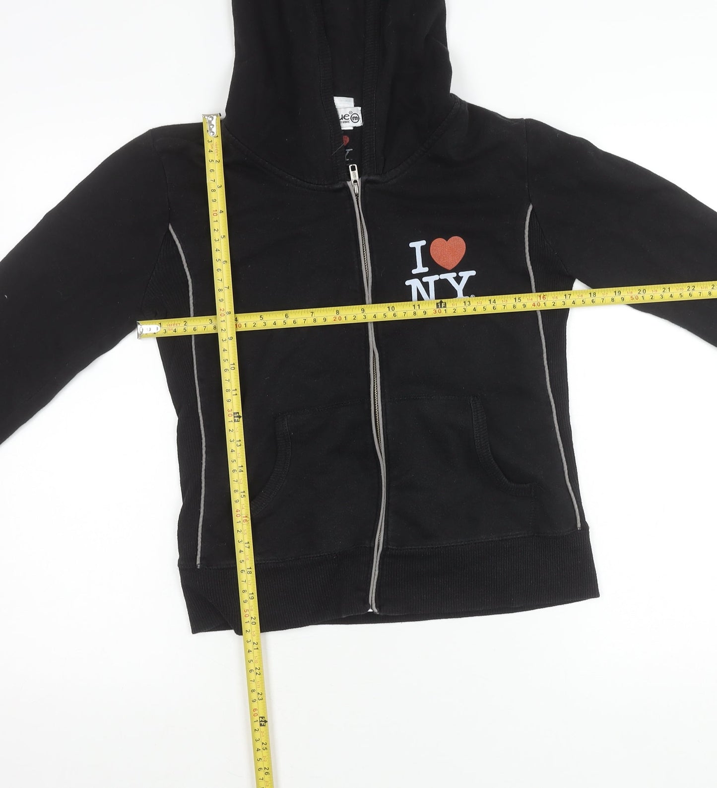 Rogue Unisex Black I Love NY Hoodie Jacket Size M Cotton Blend
