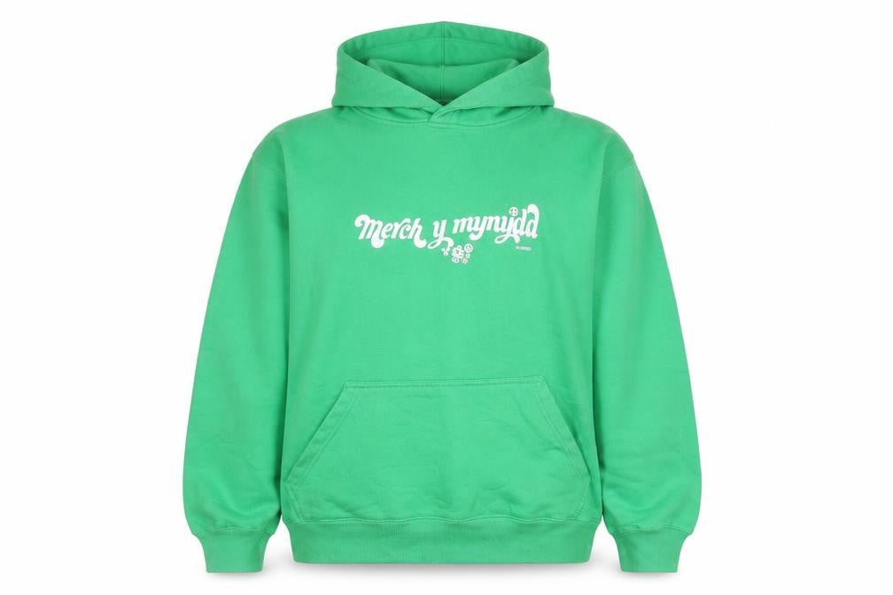 FDM Womens Green Pullover Hoodie M Cotton Blend Graphic Print