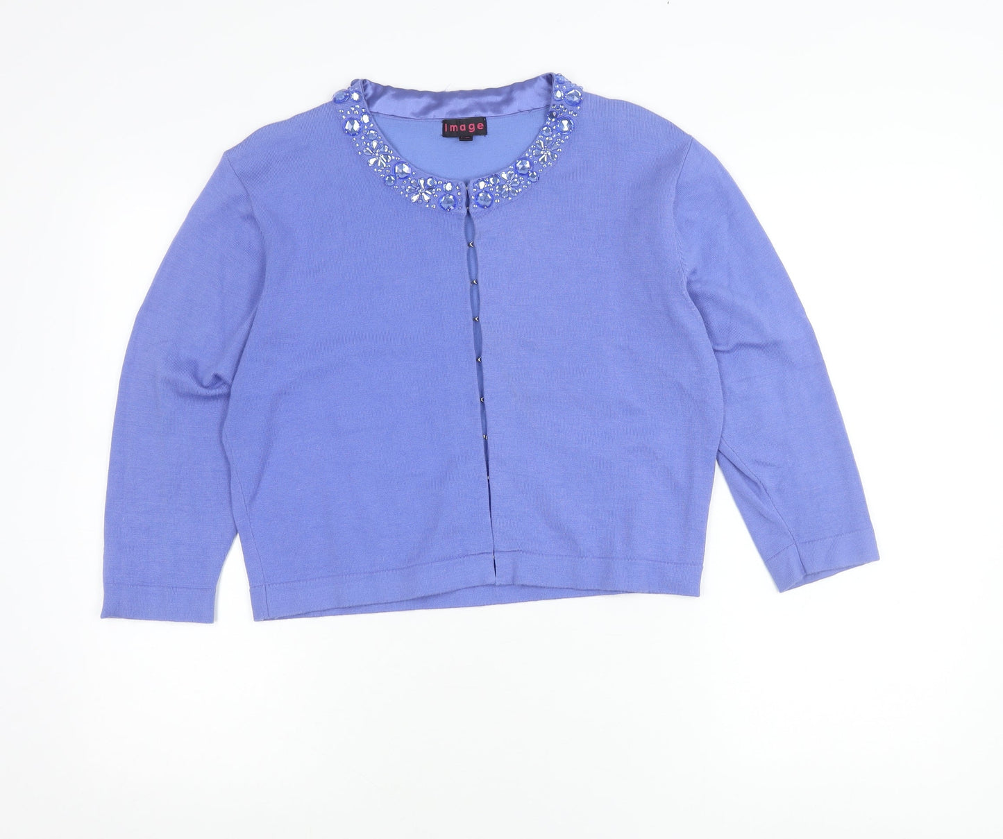 Image Women’s Purple Beaded Cardigan L/XL Knit Long Sleeve