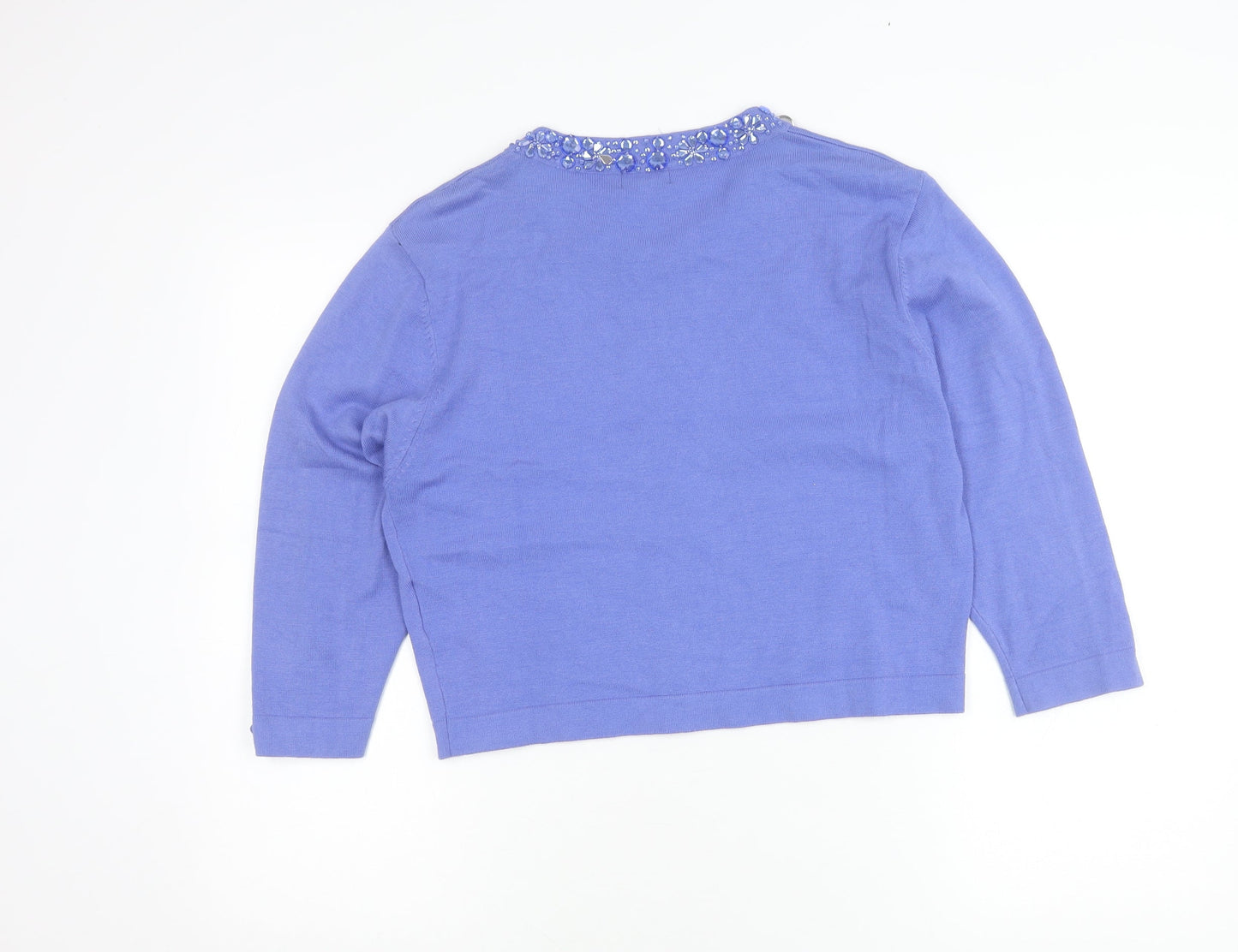 Image Women’s Purple Beaded Cardigan L/XL Knit Long Sleeve