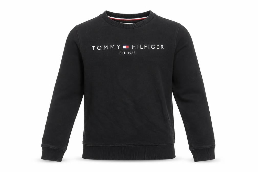 Tommy Hilfiger Boys Black Sweatshirt 12 Years Logo Crew Neck Pullover