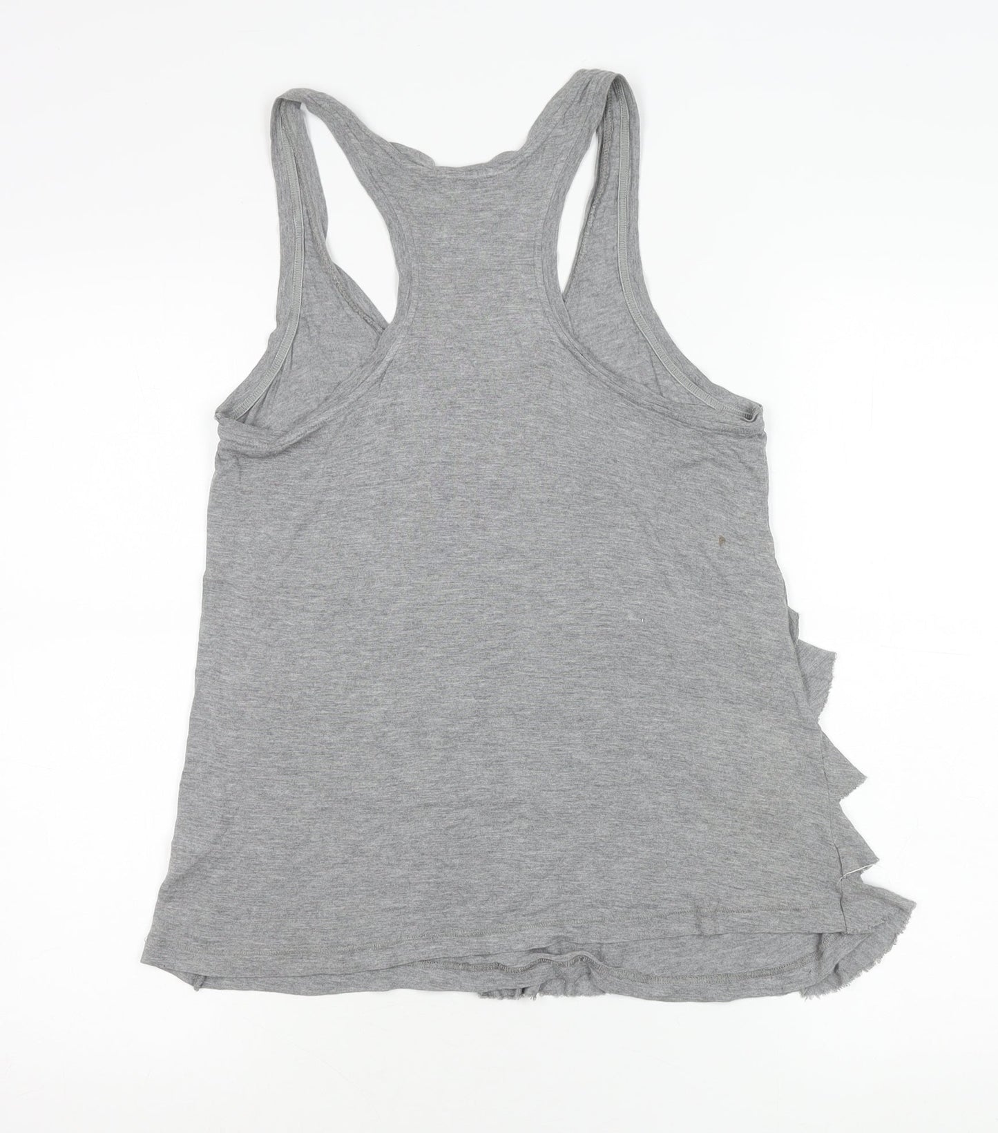 Whistles Women Grey Viscose Ruffle Tank Top Size S Racerback