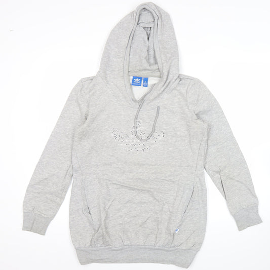 Adidas Women’s Grey Hoodie Size 8 UK Pullover Hooded Sweatshirt