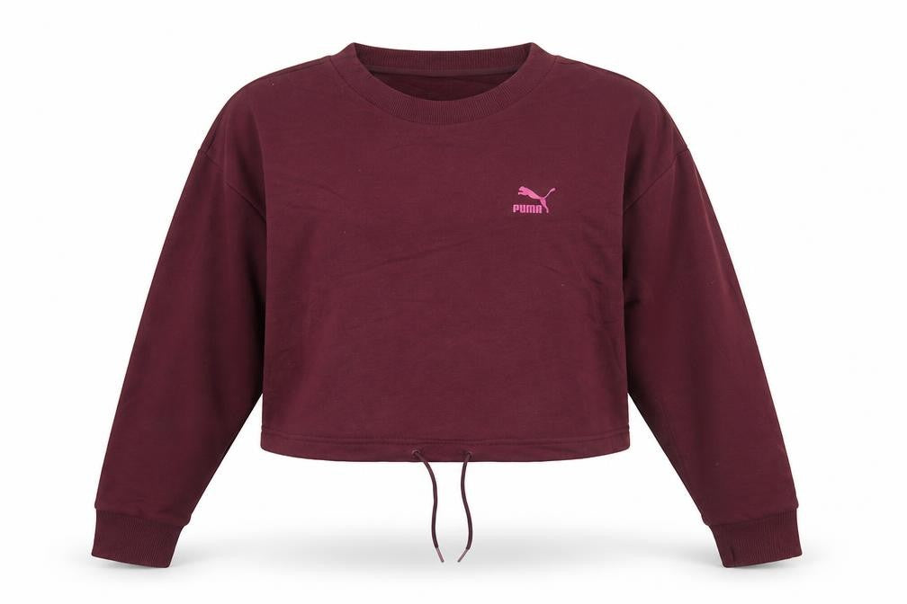 Puma Womens Purple Sweatshirt Size 12 Logo Pullover Crew Neck