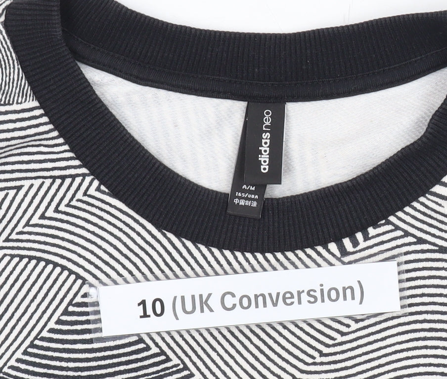Adidas Neo Womens Black White Sweatshirt UK 10 Cotton Blend