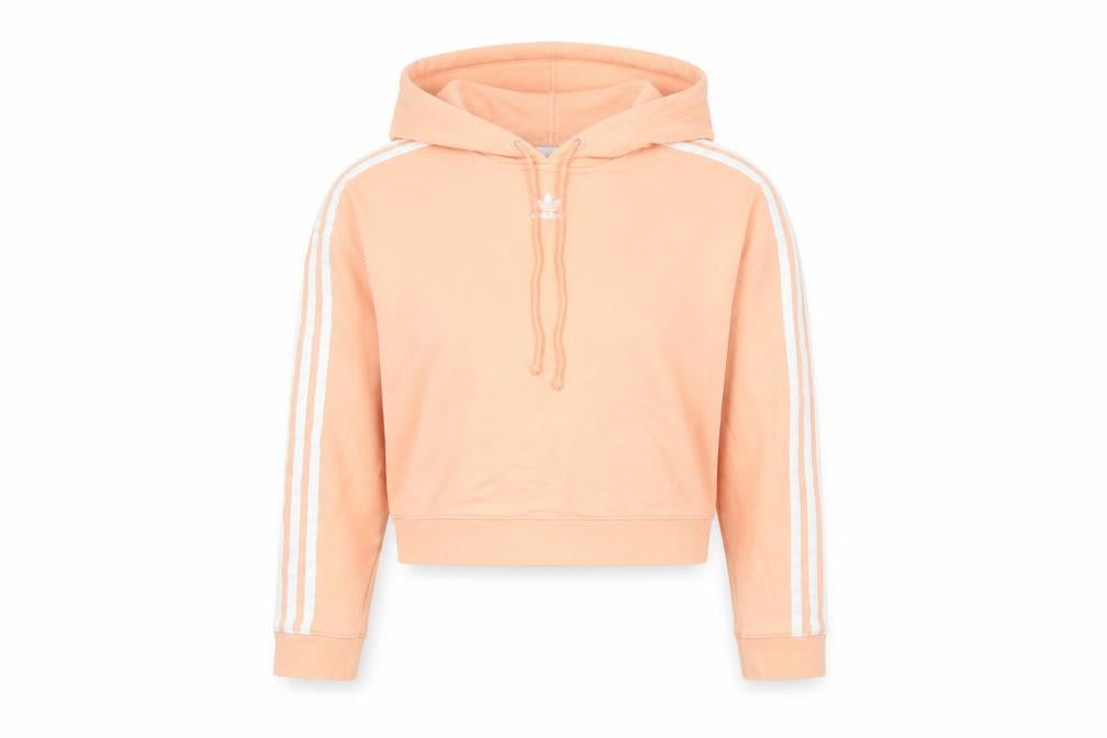Adidas Womens Pink Cropped Pullover Hoodie Size 6 Cotton Casual
