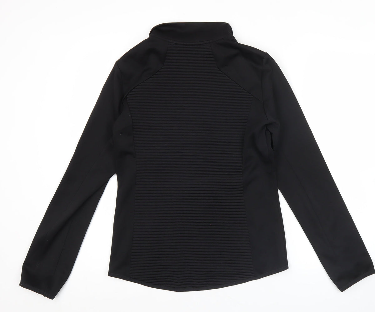 Reebok Womens Black Size 12 Track Jacket Slim Fit Full Zip