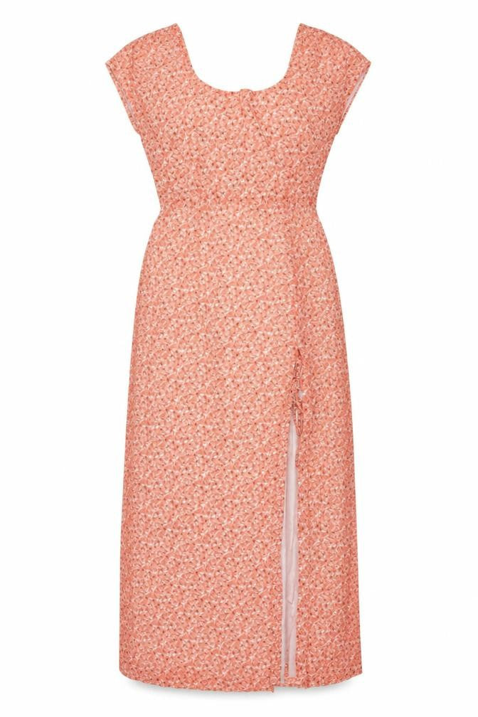NA-KD Women’s Pink Floral Maxi Dress Size 12 Scoop Neck Lined