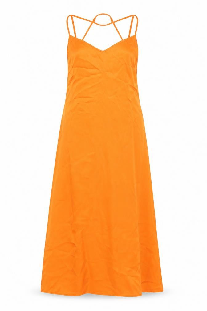 Stradivarius Women’s Orange Size 12 Slip Midi Dress Summer Party