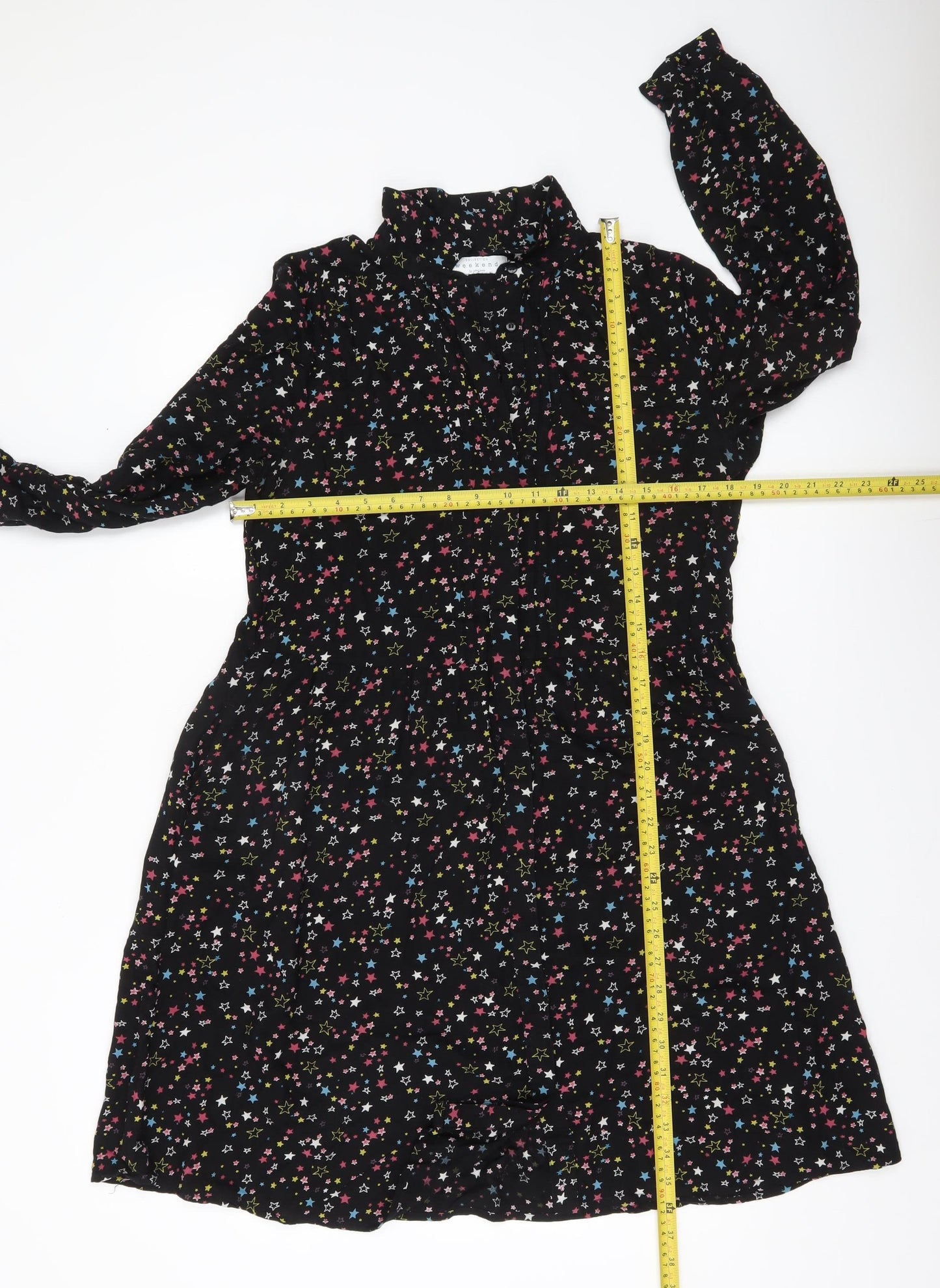 John Lewis Women’s Black Star Print Shirt Dress Size 10