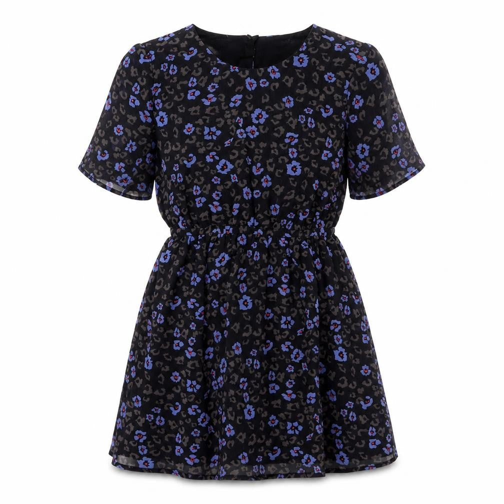 Pins & Needles Women’s Black Skater Dress M Short Sleeve Animal Print