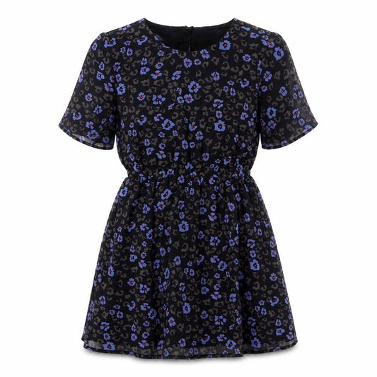 Pins & Needles Women’s Black Skater Dress M Short Sleeve Animal Print
