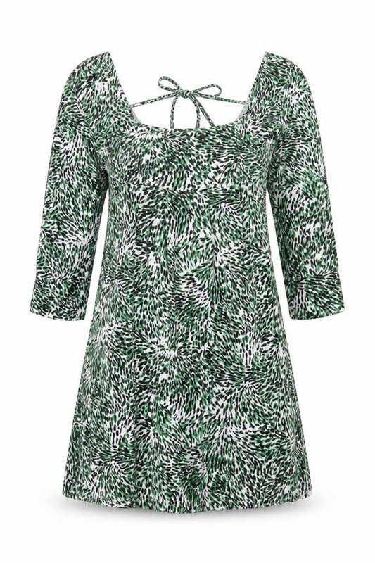 Miss Selfridge Womens Green Animal Print Tunic Blouse Size 10