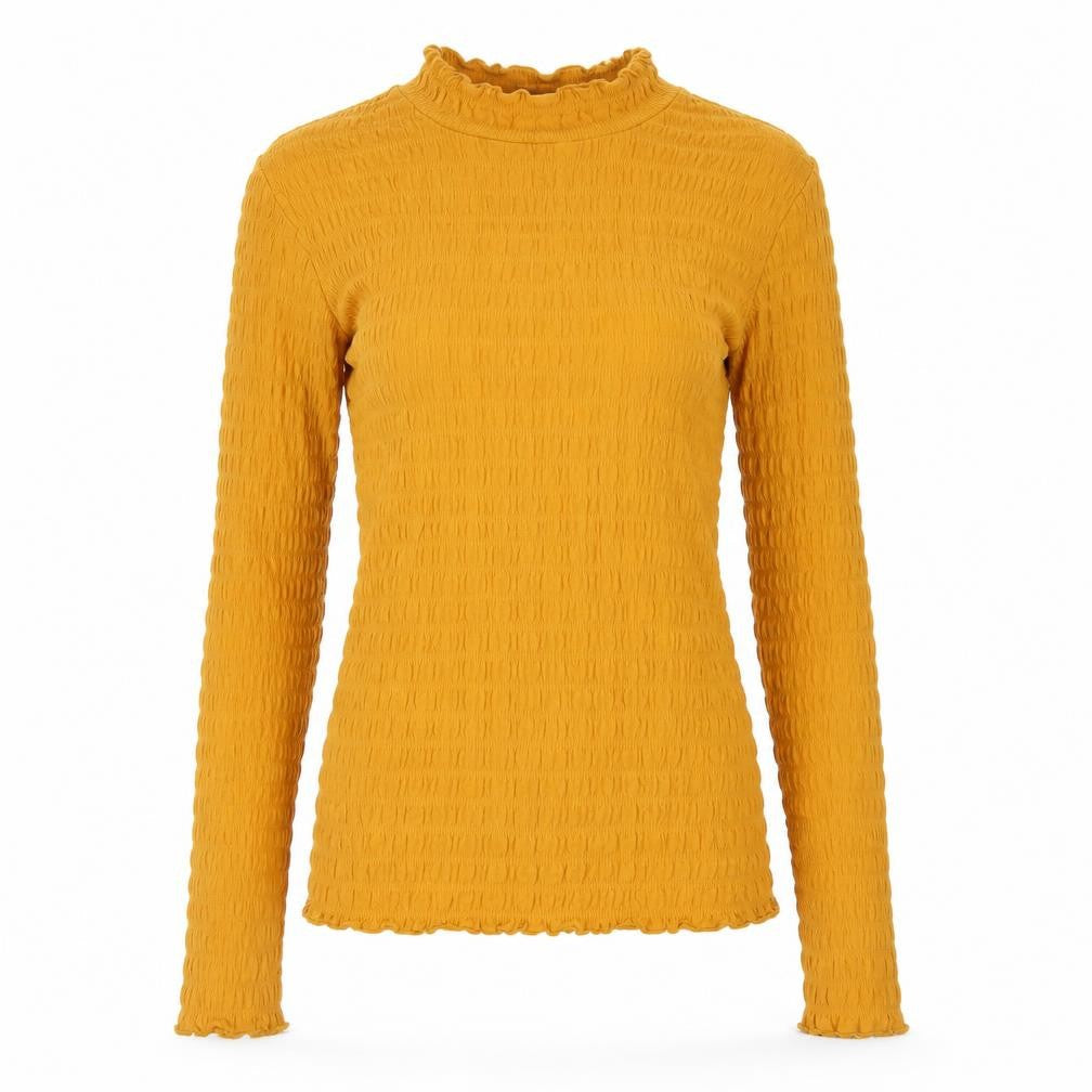 Jacqueline de Yong Women’s Yellow XS Slim Fit Mock Neck Top