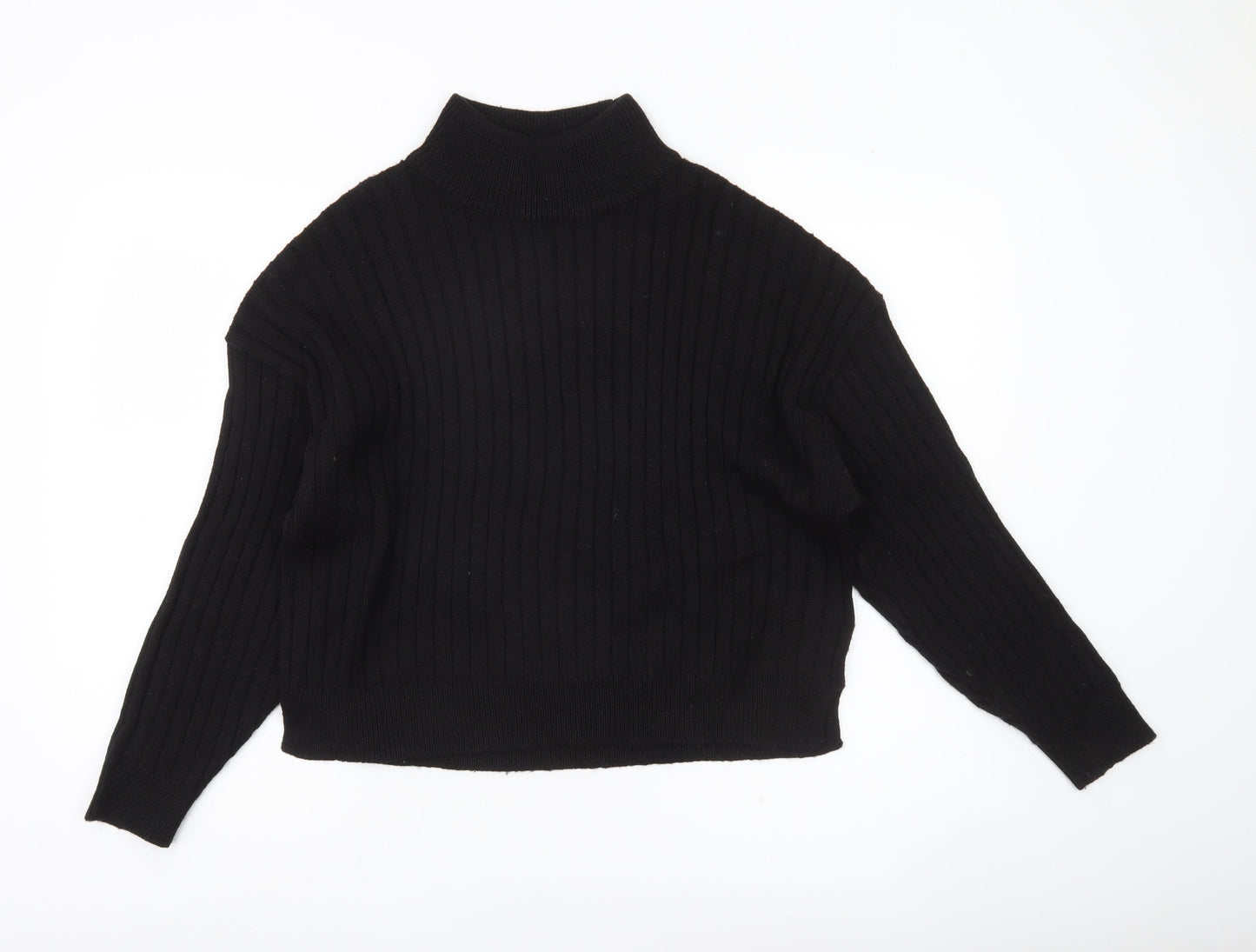 Topshop Women’s Black Mock Neck Rib Knit Jumper Size M