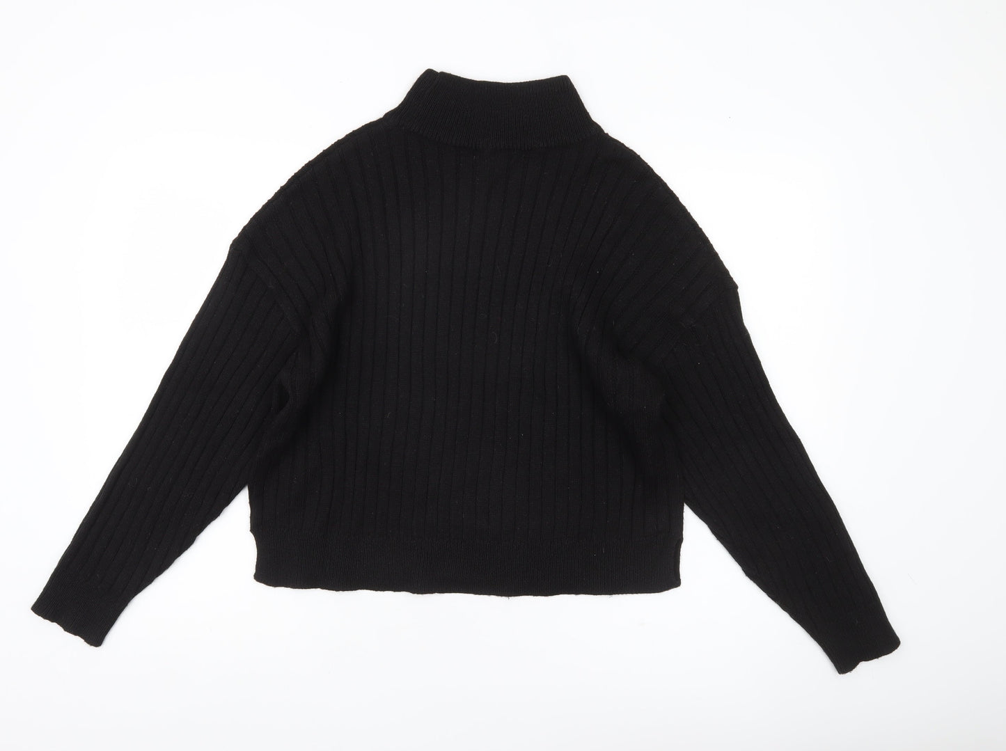 Topshop Women’s Black Mock Neck Rib Knit Jumper Size M