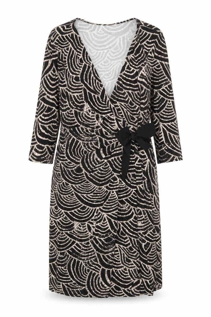 Fenn Wright Manson Women’s Black Geometric Wrap Dress Size 16