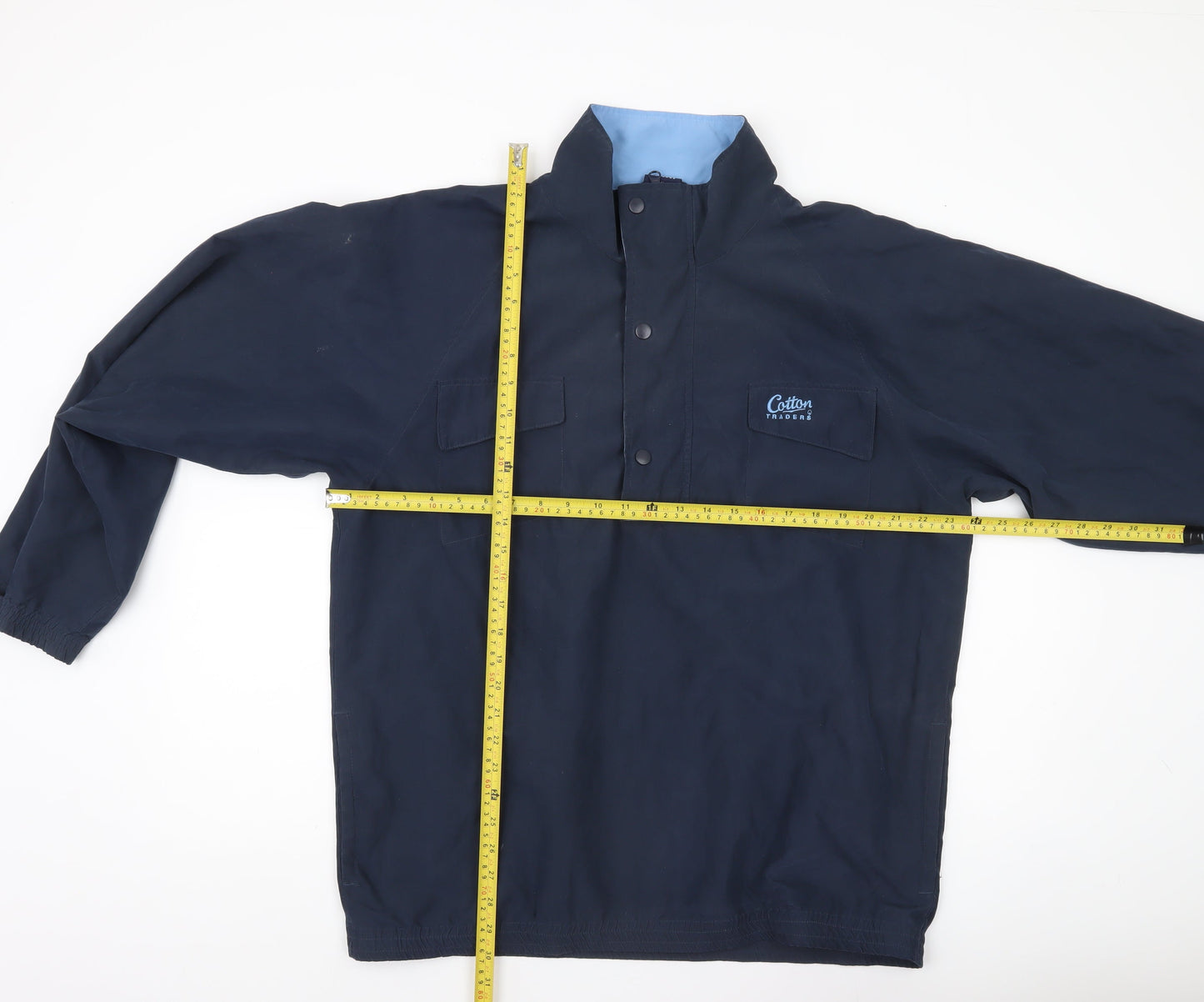 Cotton Traders Men's Blue M Basic Jacket 1/4 Zip Stand Collar