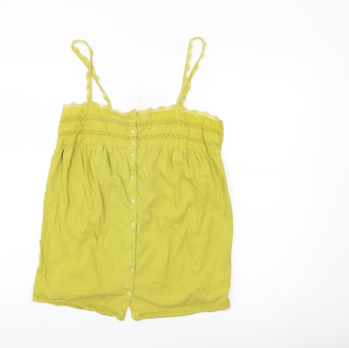 Next Womens Yellow Cotton Camisole Tank Top UK 12 Sleeveless