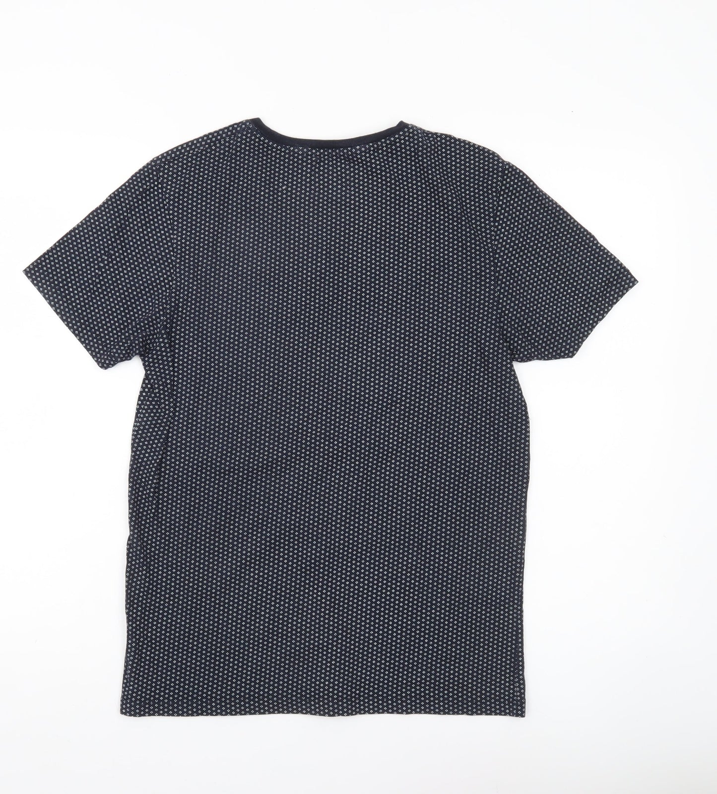 Burton Menswear Men’s Blue Geometric Crew Neck T-Shirt Size S