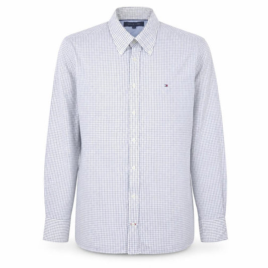 Tommy Hilfiger Men's White Check Long Sleeve Button-Up Shirt L