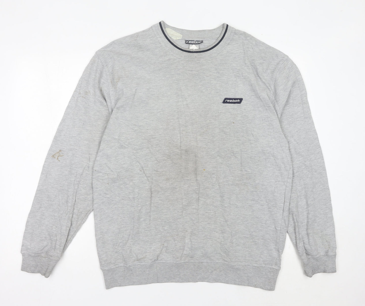 Reebok Mens Grey L Sweatshirt Pullover Logo Sportswear