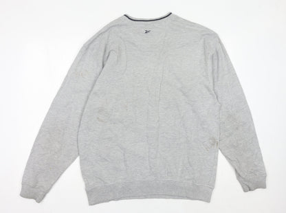 Reebok Mens Grey L Sweatshirt Pullover Logo Sportswear