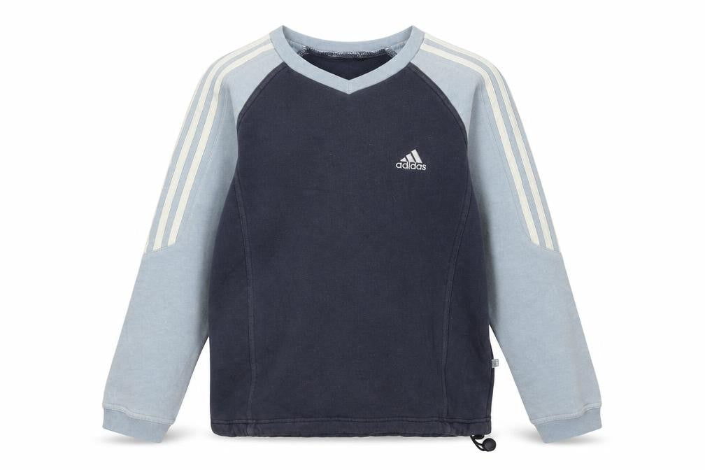 Adidas Boys Blue Pullover Sweatshirt 10 Years V-Neck Logo Sportswear