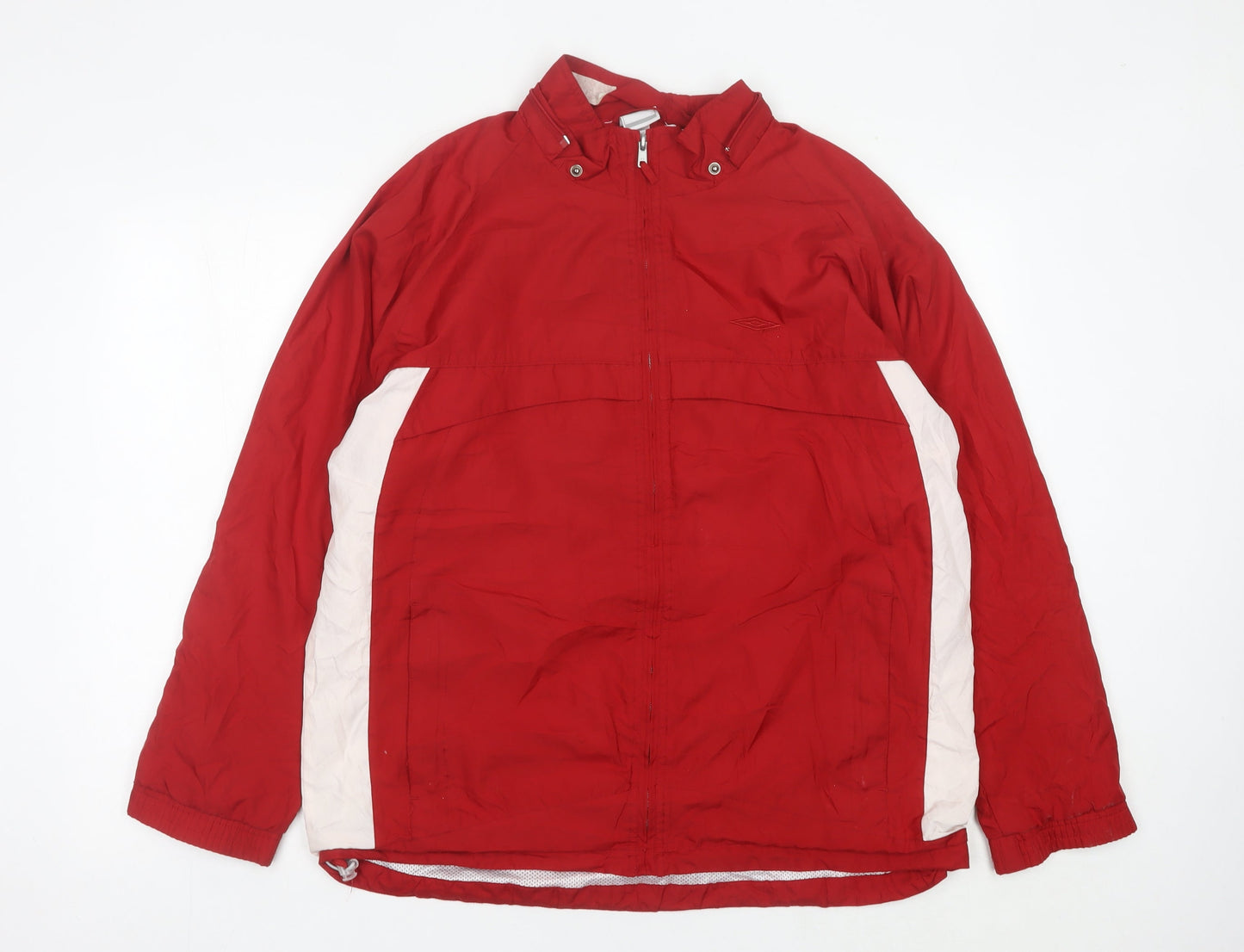 Umbro Men’s Red Windbreaker Jacket L Sports Logo Full Zip