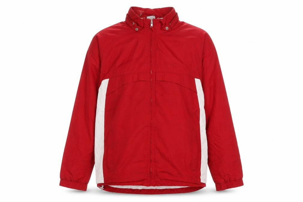 Umbro Men’s Red Windbreaker Jacket L Sports Logo Full Zip
