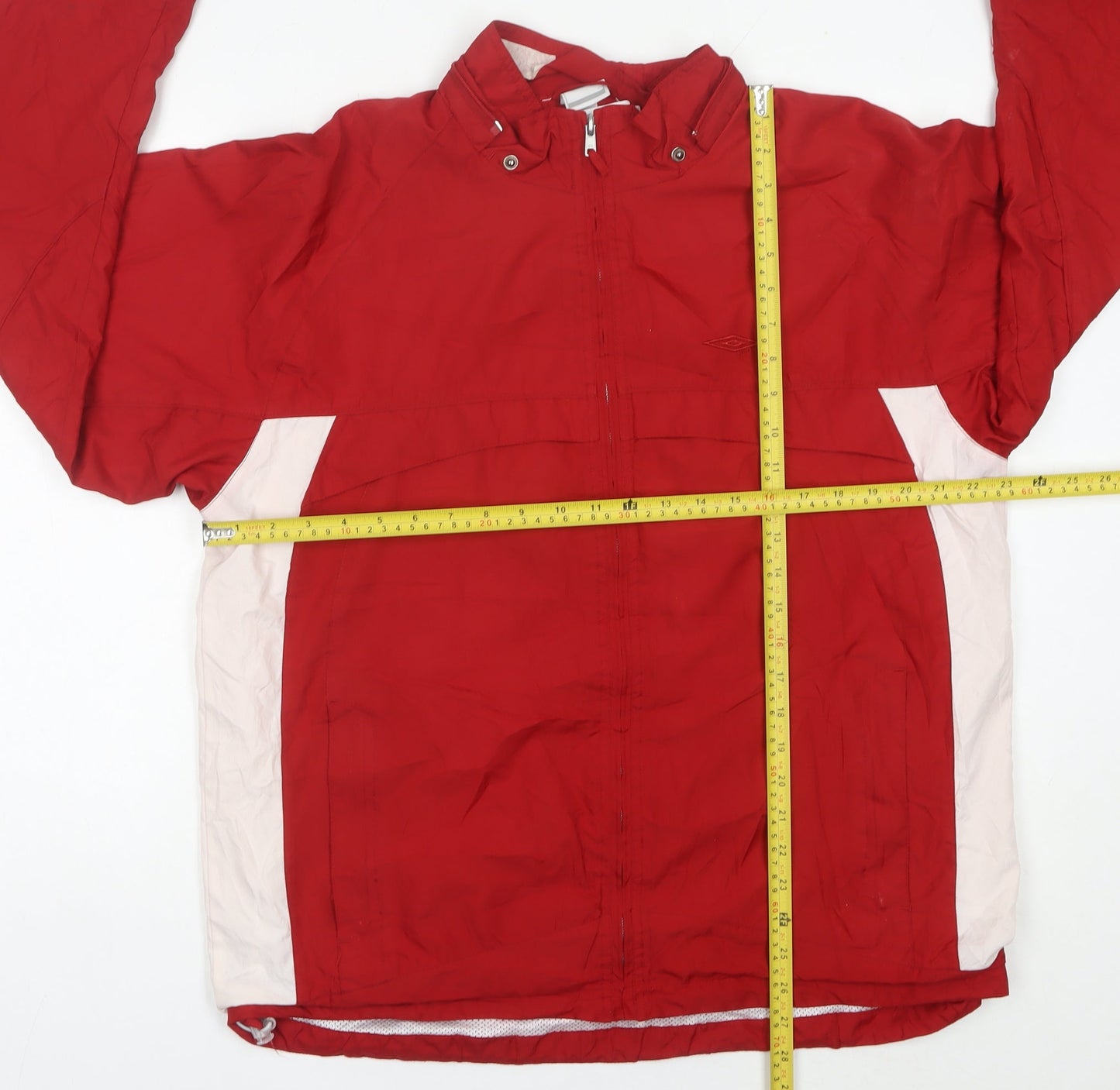 Umbro Men’s Red Windbreaker Jacket L Sports Logo Full Zip