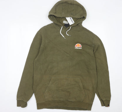 Additional front view of Ellesse men’s green pullover hoodie sweatshirt, size M, regular fit