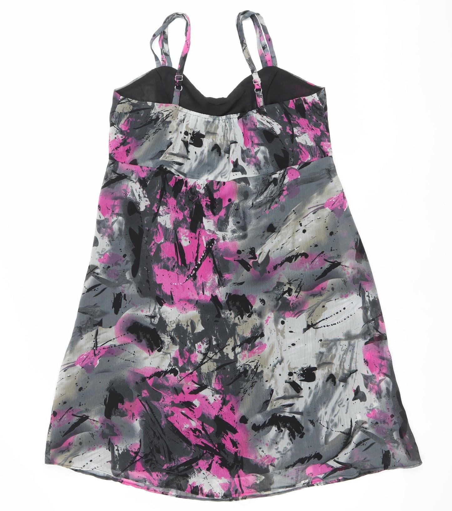 Klass Collection Women’s Black Pink Grey Abstract Slip Dress Size 12
