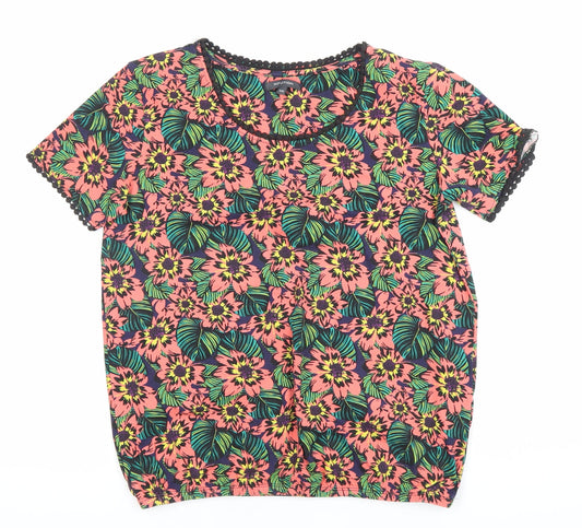 Intuition Womens Multicoloured Floral T-Shirt Size 8 Cotton Blend