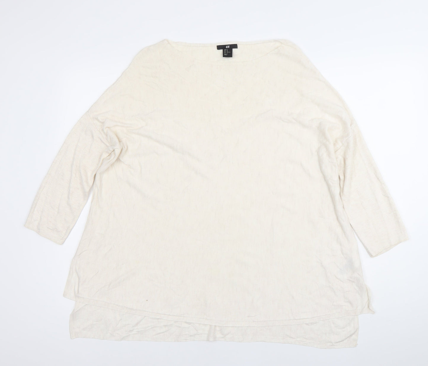 H&M Women’s Ivory Tunic Blouse Size 12 Boat Neck 3/4 Sleeve