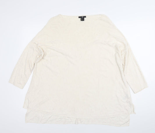 H&M Women’s Ivory Tunic Blouse Size 12 Boat Neck 3/4 Sleeve