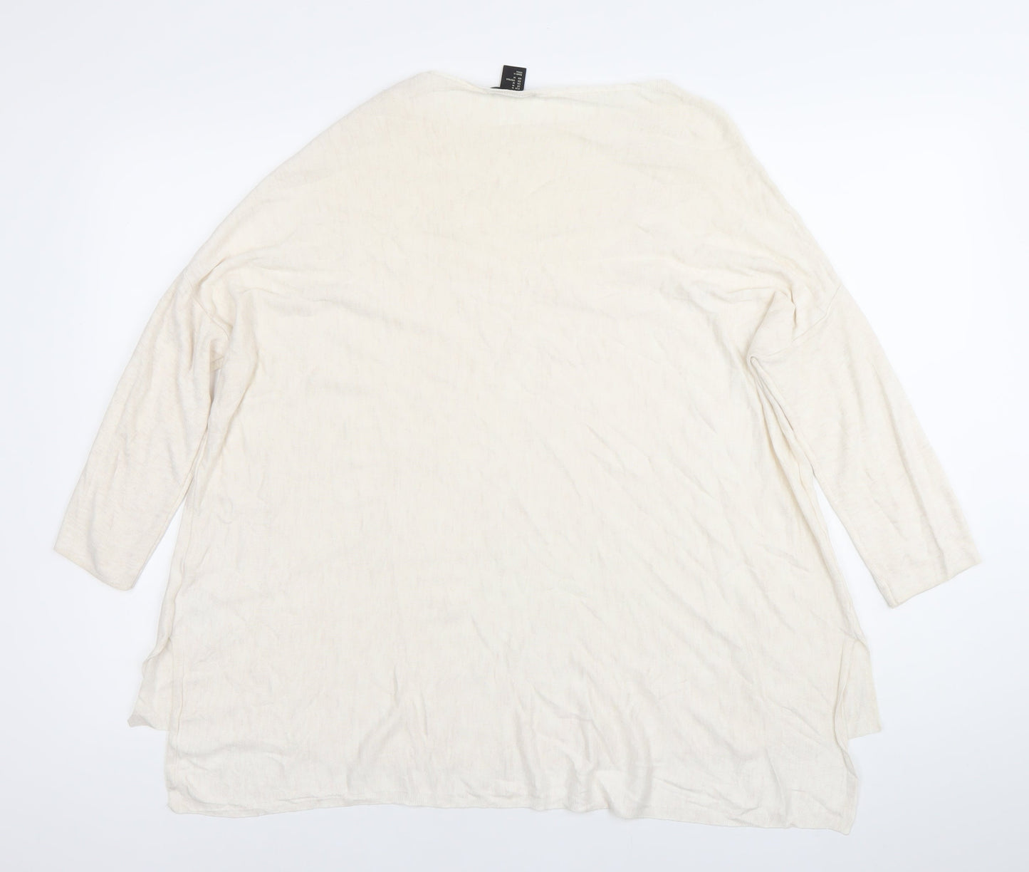 H&M Women’s Ivory Tunic Blouse Size 12 Boat Neck 3/4 Sleeve